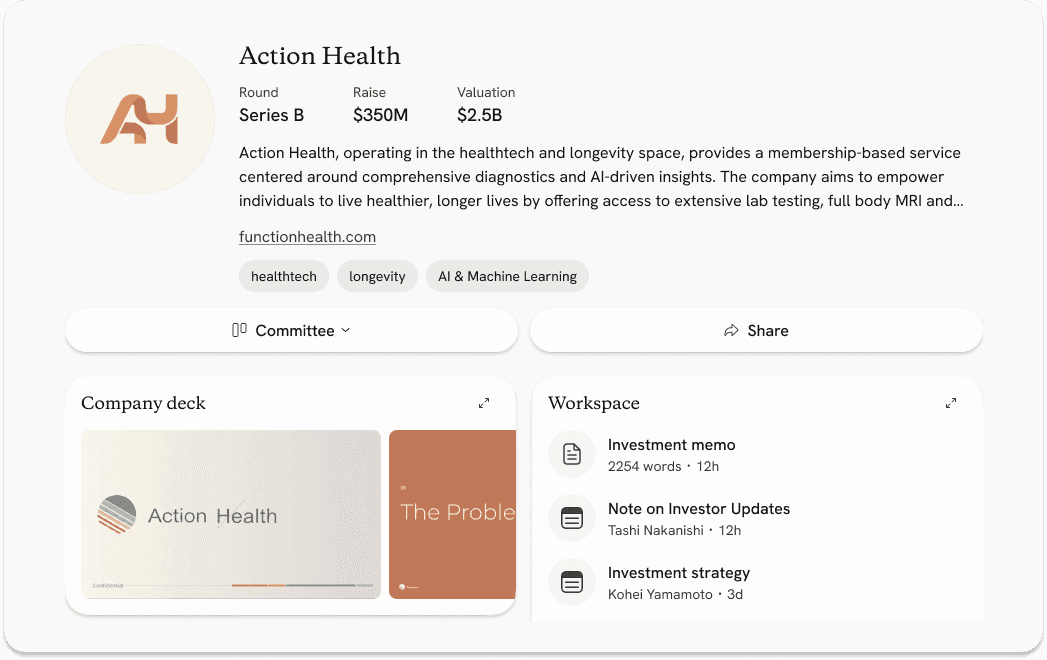 Easily share opportunities with your investment networks